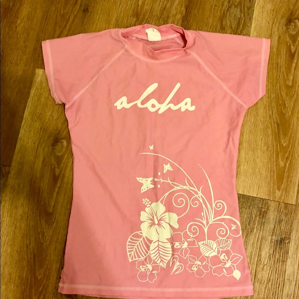 Pink aloha rash guard size small